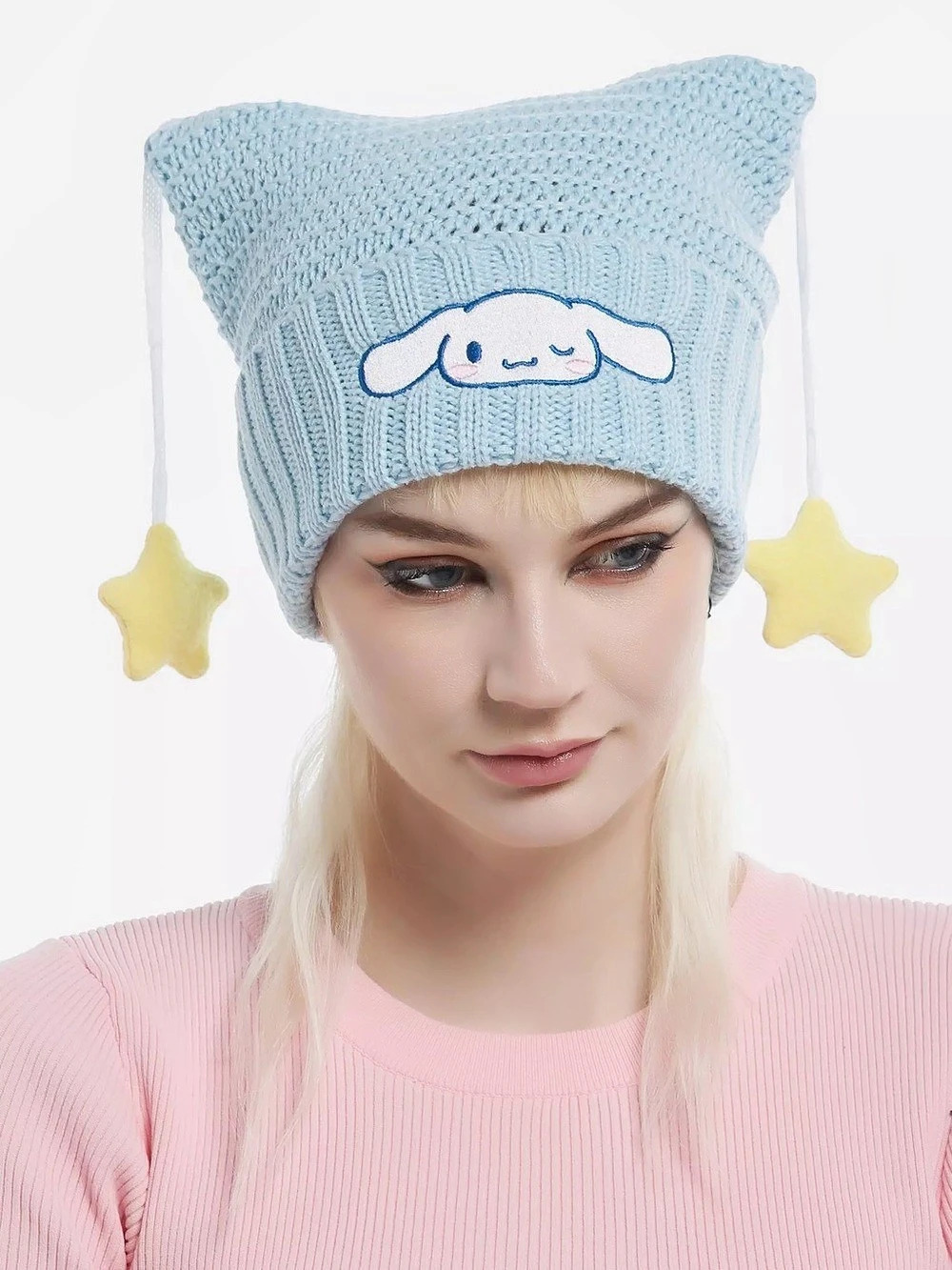 Sanrio Cinnamoroll Subtle Ear Plush Star Beanie Blue & White